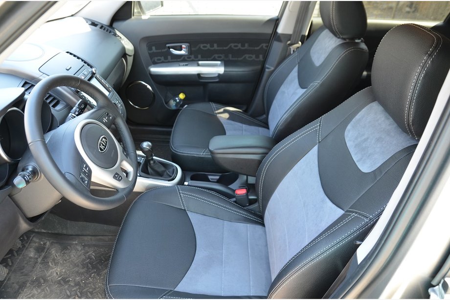 Kia Soul I 2008–2013 Mallikohtaiset istuinsuojat Brothers Leather Style Image