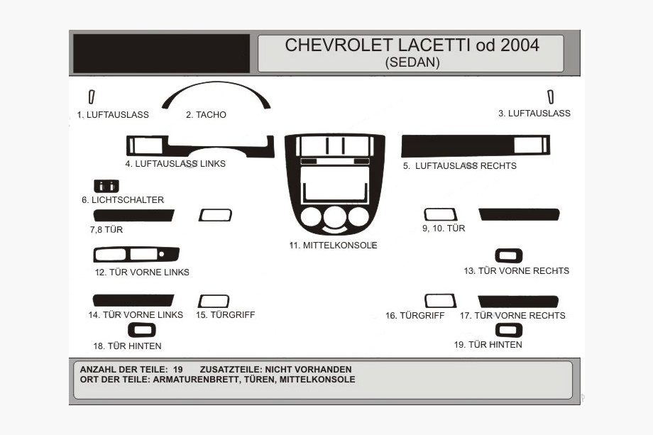 Chevrolet Lacetti 2003–2024 Kojelaudan paneelisuojat Sedan (Hartman) Image