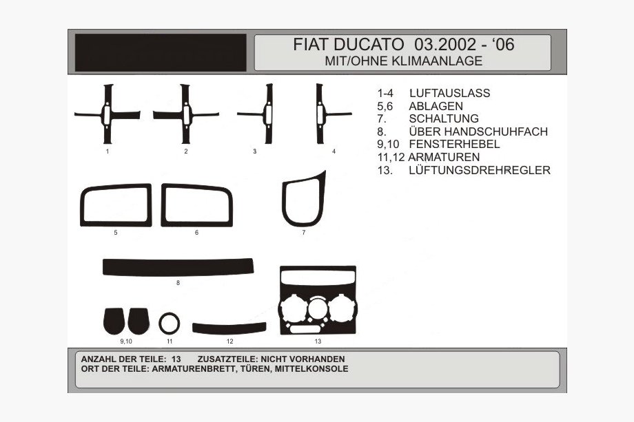 Fiat Ducato 1995–2006 Kojelaudan listat (malli 2002-2006) Image