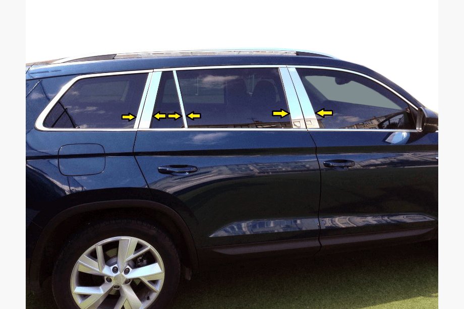 Skoda Kodiaq 2016–2023 Ovipilarien listat (ruostumaton teräs) Image