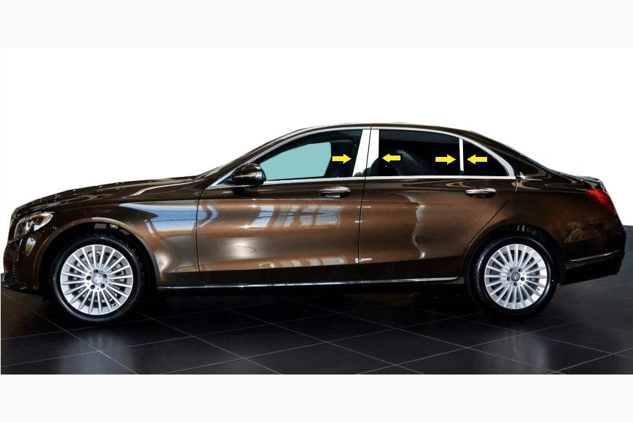 Mercedes C-class W205 2014–2021 Ovipilarien listat (ruostumaton teräs) Image