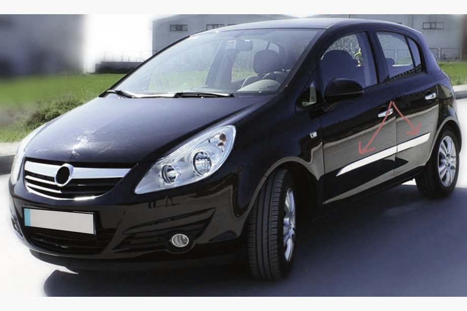 Opel Corsa D 2007–2014 Oven kromilistat (4 kpl, ruostumaton teräs) Image