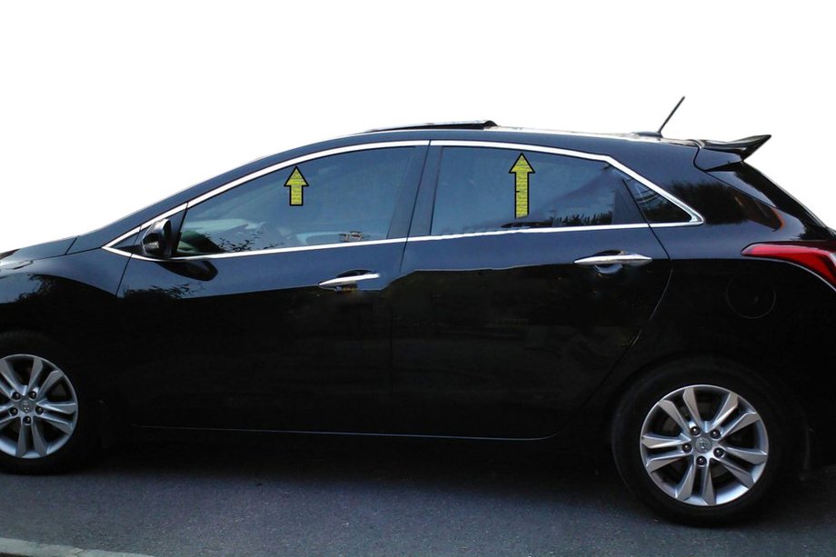 Hyundai I-30 2012–2017 Ikkunoiden yläreunan kromilista (HB, ruostumaton teräs) Image