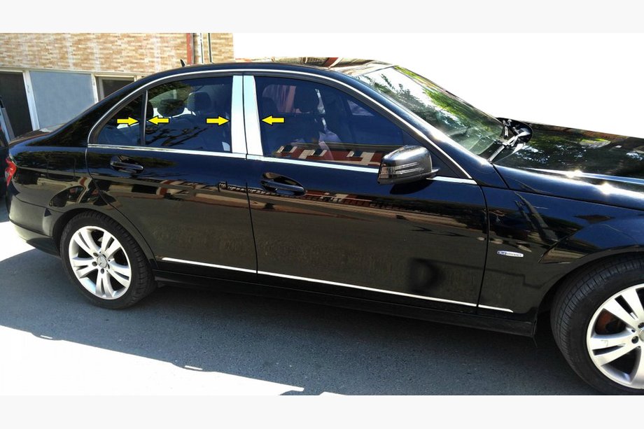 Mercedes C-sarja W204 2007–2015 Pilarilistat (ruostumaton teräs) Image