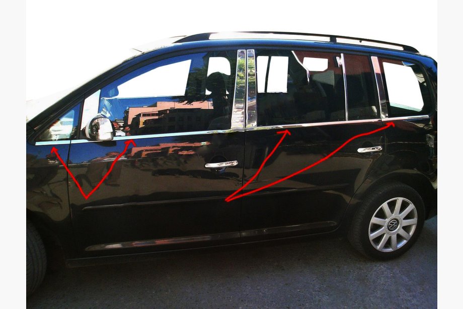 Volkswagen Touran 2010–2015 Ulkoiset ikkunalistat (8 kpl, ruostumaton teräs) Image