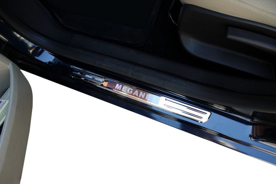 Renault Megane II 2004–2009 Langattomat valaistut kynnyslistat (2 kpl, ruostumaton teräs) Image