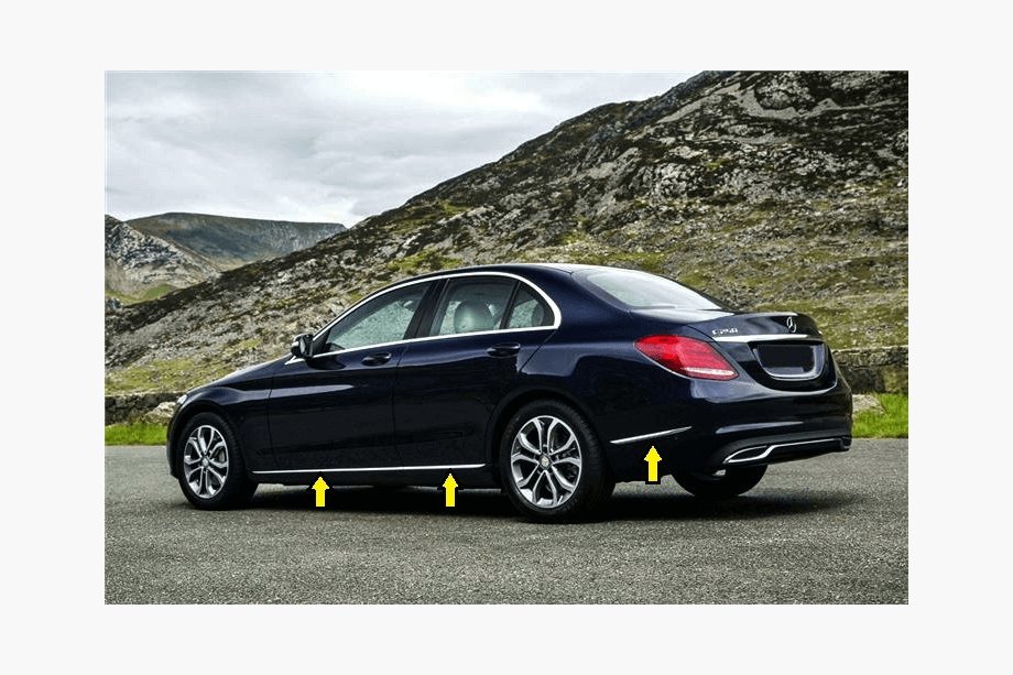 Mercedes C-class W205 2014–2021 Koristelistan peitelistat V1 (ruostumaton teräs) Image