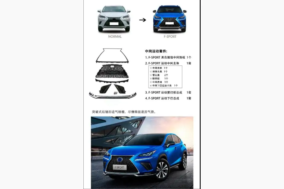 Lexus NX 2014–2021 Etusäleikkö ja etulippa F-Sport (2018+) Image