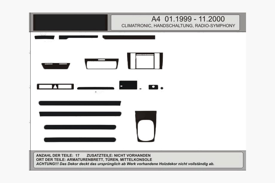 Audi A4 B5 1994–2001 Tarjous! Puukuviolliset kojelaudan paneelit (1999-2001) Image
