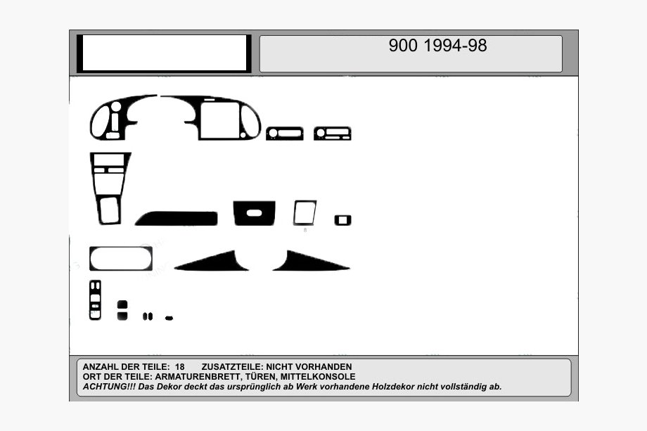 Saab 900 1994–1998 Tarjous! Kojelaudan listat (puu) Image