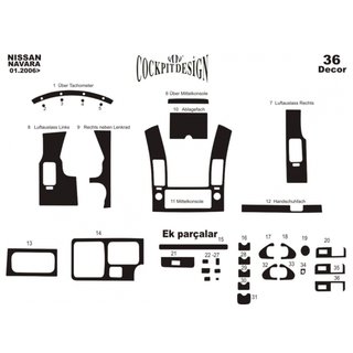 Sisustan tuning-sarja (36 osaa) Nissan Navara 2006–2015 kuva 4