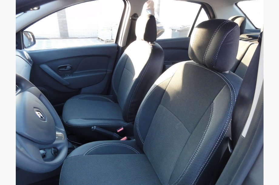 Renault Logan II 2013–2022 Auton istuinsuojat (eko-nahka + kangas, Premium) Image