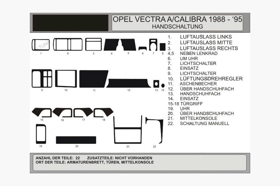 Opel Vectra A 1987–1995 Kojelaudan suojukset (Hartman) Image