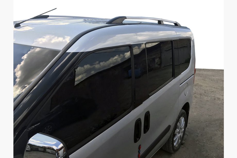 Fiat Doblo II 2010–2022 ALE!!! Kattokaiteet, harmaa metallinhohto Vakiokiinnityssarja Image