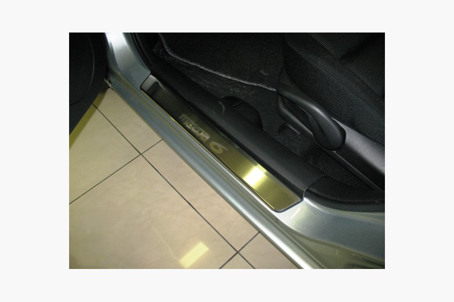 Mazda 6 2003–2008 Nataniko ovikynnyslistat (4 kpl, ruostumaton teräs) Premium – 3M-teippi, 0,8 mm Image