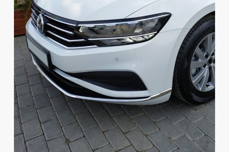 Volkswagen Passat B8 2015–2023 Kromilistat etupuskuriin (2019+, 3 kpl, ruostumaton teräs) Carmos - turkkilainen teräs Image