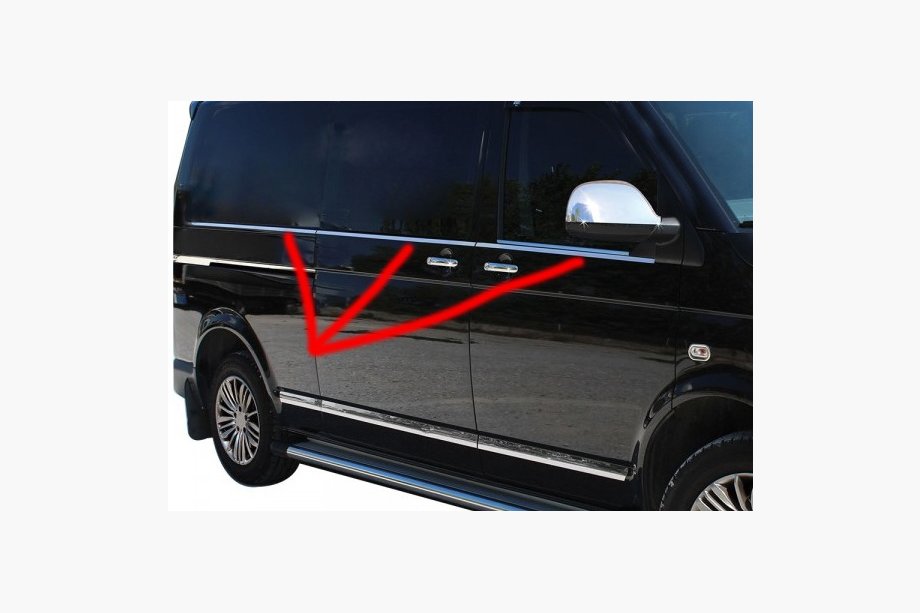 Volkswagen T5 2010–2015 Ikkunoiden alalistat (6-osainen, ruostumaton teräs) Pitkä akseliväli Kuva 11