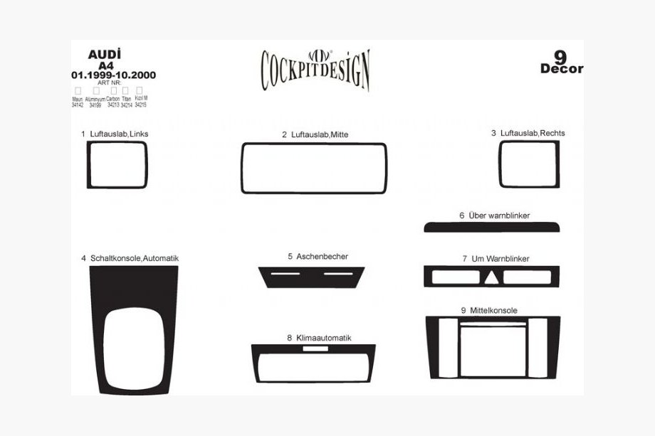 Audi A4 B5 1994–2001 Sisustan listat (1999-2000) Kuva 4