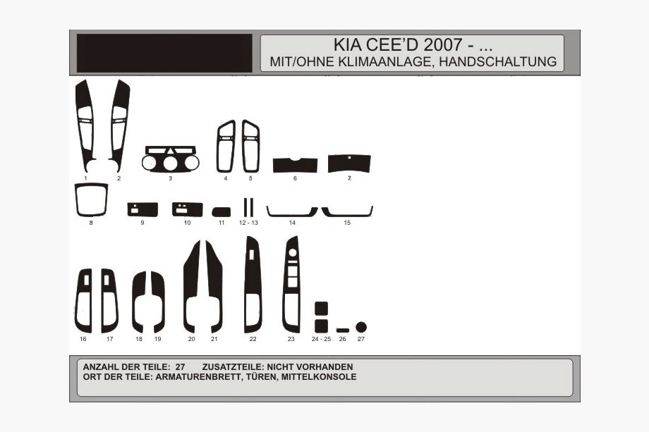 Kia Ceed 2007–2012 Kojelaudan suojat Hiilikuitu Image