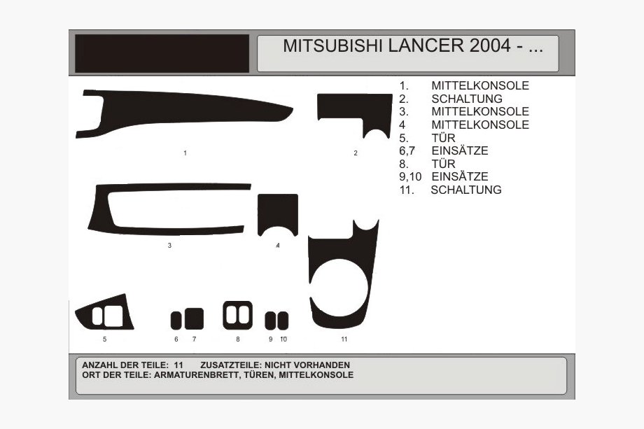 Mitsubishi Lancer 9 2004–2008 Kojelaudan suojukset (Hartman) Image