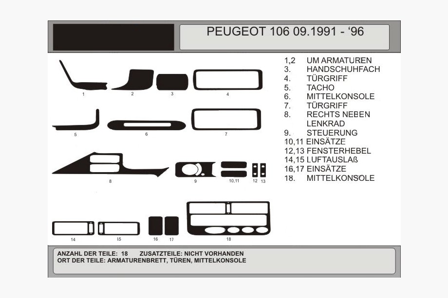 Peugeot 106 1991–2003 Kojelaudan suojukset (Hartman) Alumiini Image