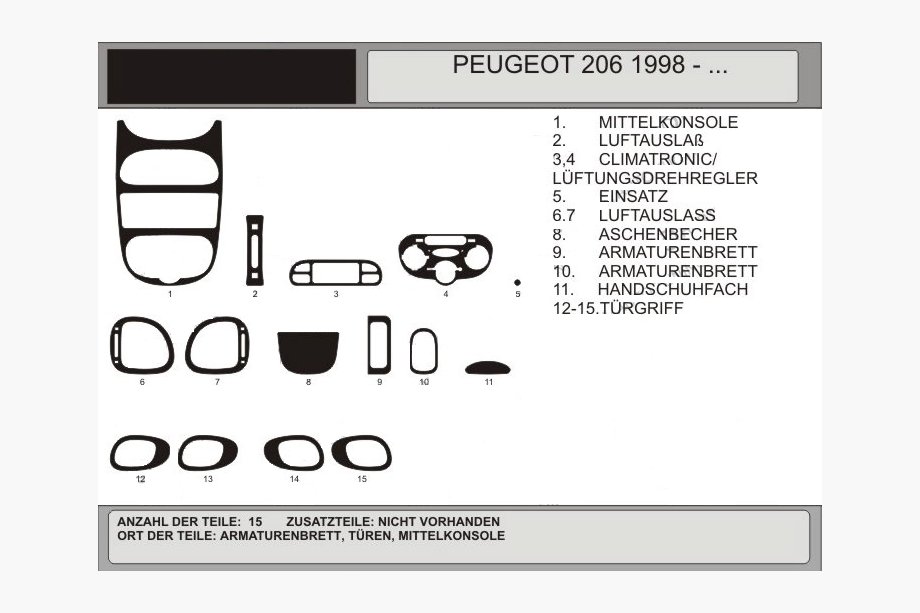 Peugeot 206 1998–2024 Kojelaudan koristelistat (Hartman, 1998-2001) Sininen Image