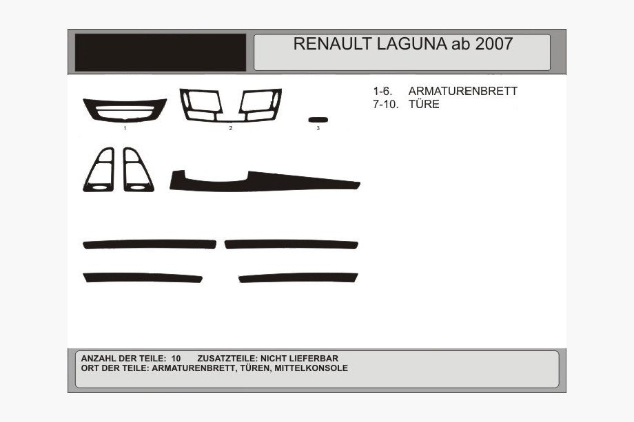 Renault Laguna 2007–2015 Kojelaudan suojalistat (Hartman, Puola) Alumiini Image
