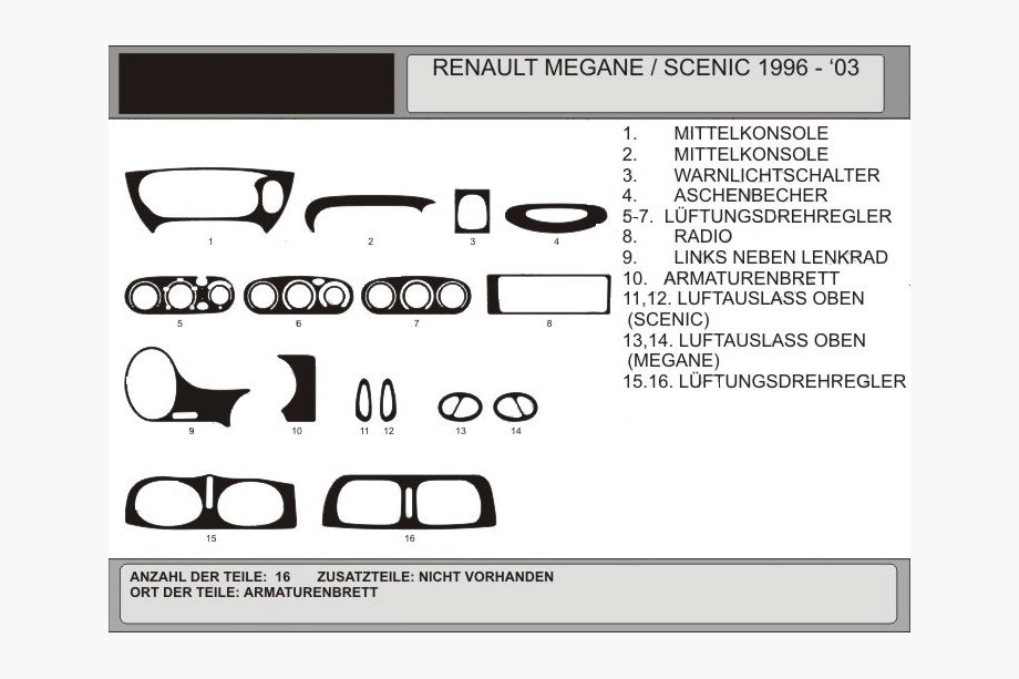 Renault Megane I 1996–2004 Kojelaudan koristelistat 1996-2003 (Hartman, Puola) Image