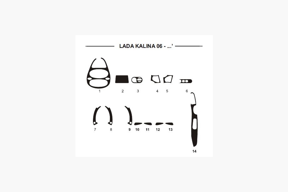 Lada Kalina 2004–2011 Kojelaudan suojukset (Hartman) Alumiini Image