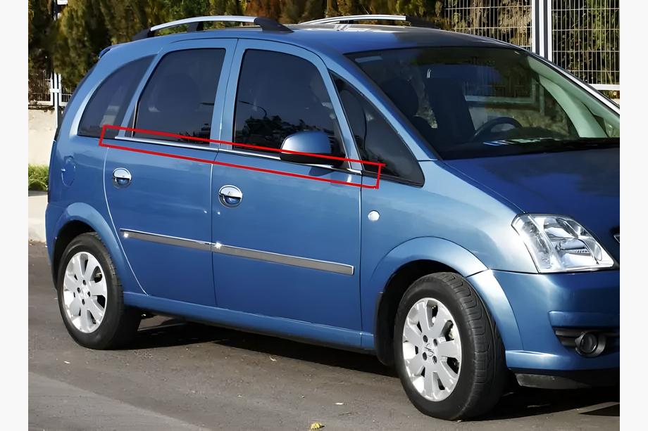 Opel Meriva 2002–2010 Ikkunankehyksen ulkolistat (4 kpl, ruostumaton teräs) Image