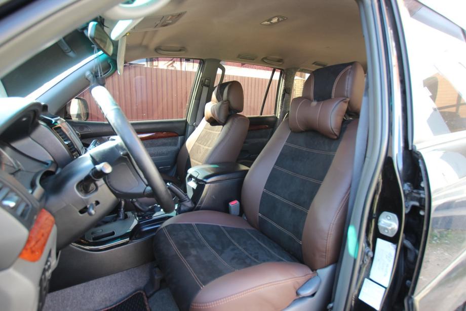 Toyota Land Cruiser Prado 120 2002–2009 Istuinsuojasarja keinonahka + kangas + Alcantara Antara A088 (täydellinen sisusta) Kuva 2