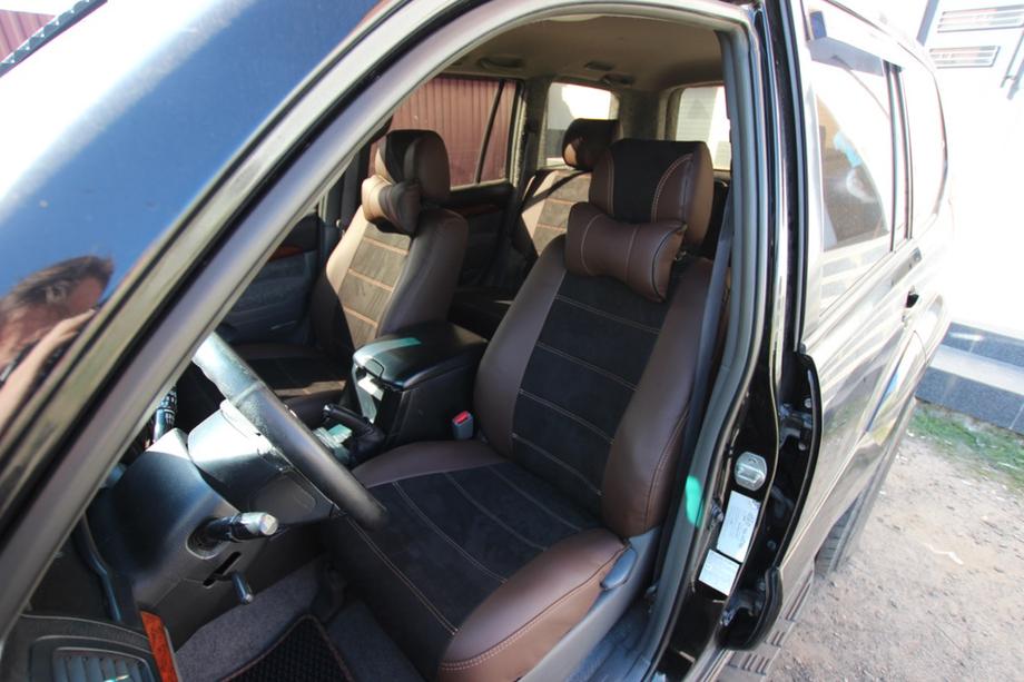 Toyota Land Cruiser Prado 120 2002–2009 Istuinsuojasarja keinonahka + kangas + Alcantara Antara A088 (täydellinen sisusta) Kuva 1