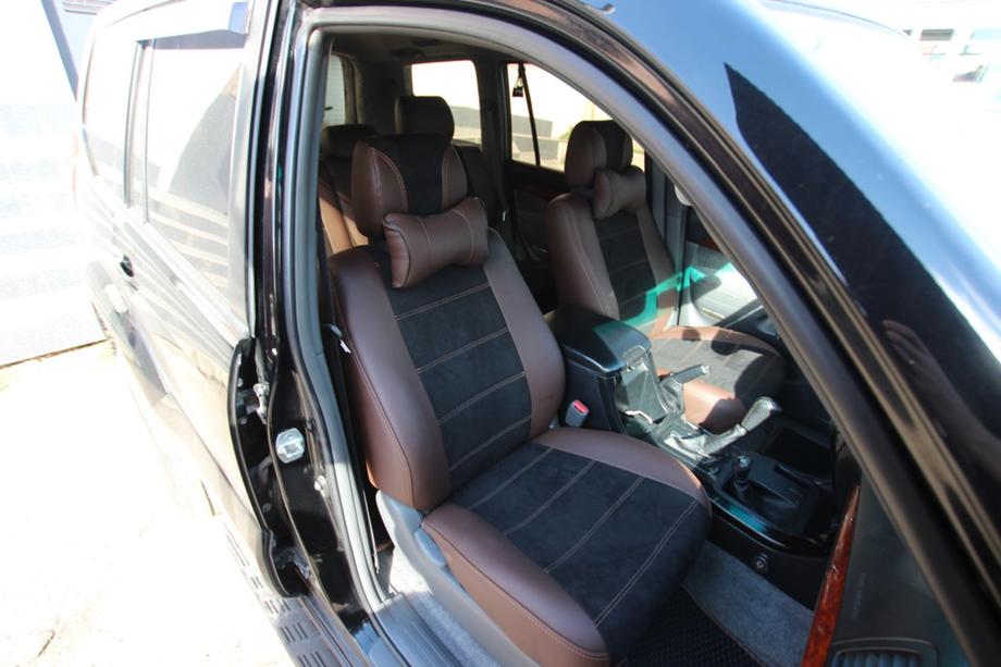 Toyota Land Cruiser Prado 120 2002–2009 Istuinsuojasarja keinonahka + kangas + Alcantara Antara A088 (täydellinen sisusta) Kuva 3