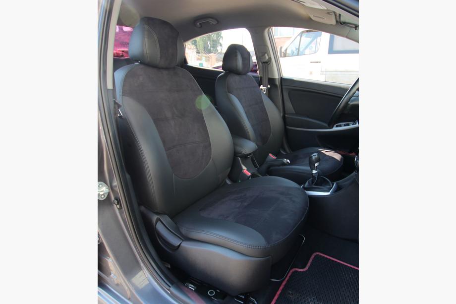 Hyundai Accent 2011–2017 Istuinsuojasarja ekonahka+kangas+Alcantara Antara A001 (täysi sisustasarja) Image