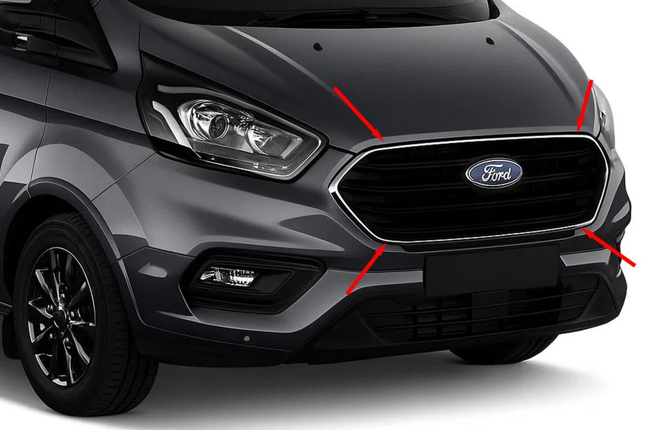 Ford Custom 2013–2022 Etusäleikön reunalista 2018+ (4 kpl, ruostumaton teräs) Image