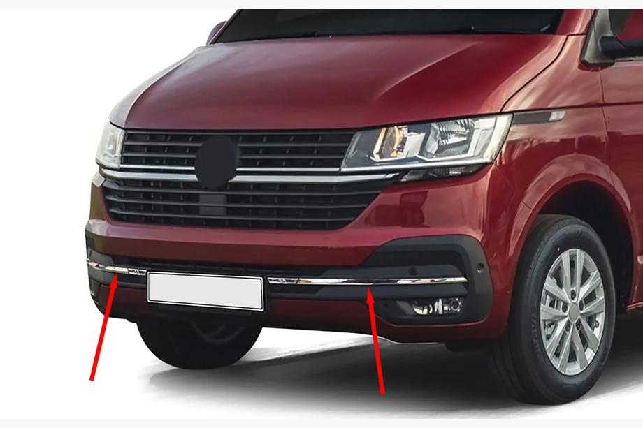 Volkswagen T6 2015–2024 Ruostumattomasta teräksestä puskurin säleikön kromilista 2019+ (4 kpl) Image