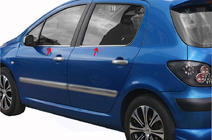 Peugeot 307 2001–2008 Ikkunoiden ulkolistat (4 kpl, ruostumaton teräs) kuva 1