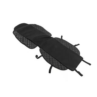 Istuinsuoja ECO-nahkaa ja kangasta (1 kpl, musta mustalla tikkauksella + kangas) kuva 2