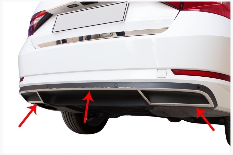 Skoda Superb 2015–2024 Carmos puskurin päätypalat (3 kpl, ruostumaton teräs) Image