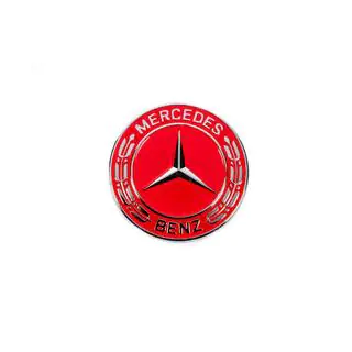 Peitetulppa embleemin tilalle konepeltiin Mercedes (punainen, 57 mm) kuva 1