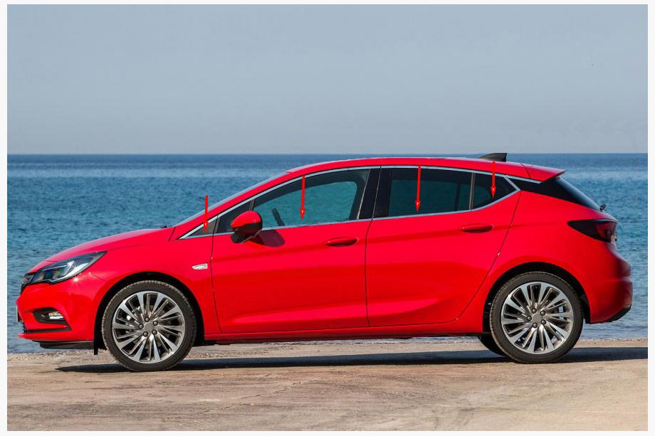Opel Astra K 2016–2021 Ikkunalistat (HB) (8 kpl, ruostumaton teräs) Image