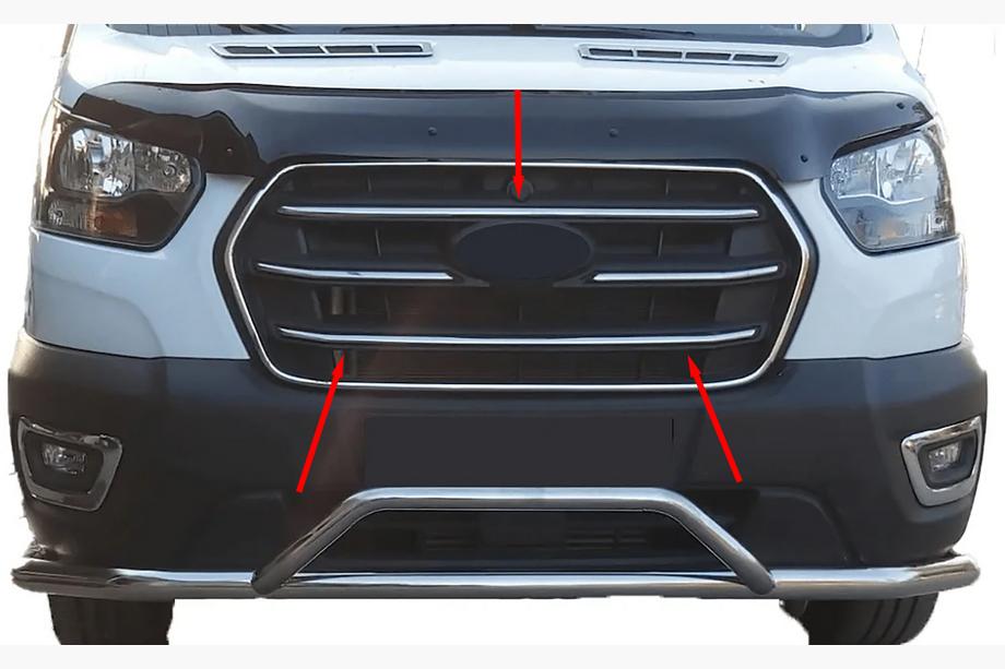 Ford Transit 2014– Jäähdyttimen säleikön listat (4 kpl, ruostumaton teräs) Image