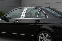 Mercedes C-sarja W204 2007–2015 Ovipilarien koristelistat (6 kpl, ruostumaton teräs) kuva 1