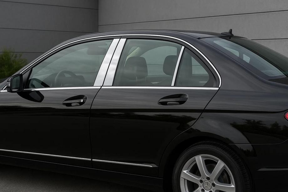 Mercedes C-sarja W204 2007–2015 Ovipilarien koristelistat (6 kpl, ruostumaton teräs) Image