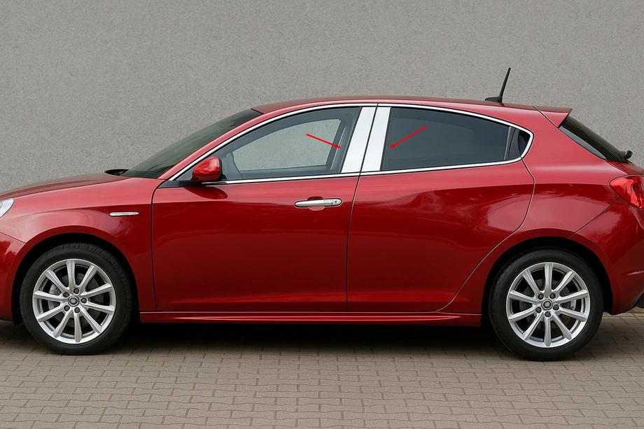 Alfa Romeo Giulietta 2010–2020 Ovipilarien koristepaneelit (4 kpl, ruostumaton teräs) Kuva 1