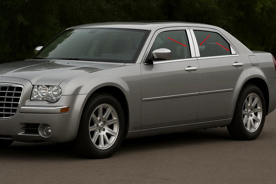 Chrysler C300 2004–2011 Ovipilarien koristelistat (6 kpl, ruostumaton teräs) Image