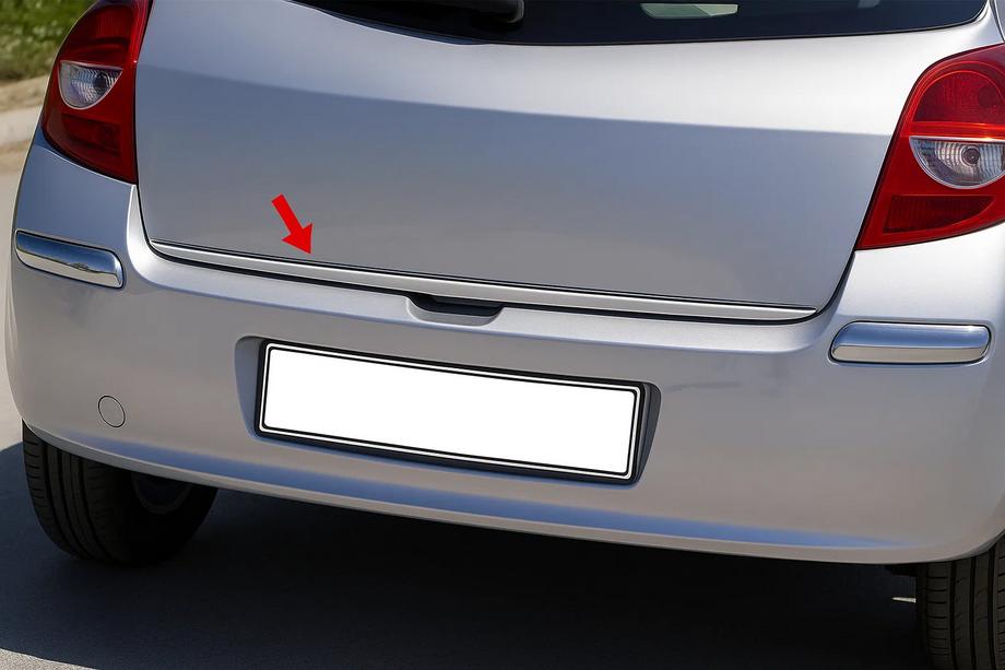 Renault Clio III 2005–2012 Takalukun reunalista (ruostumaton teräs) Kuva 1