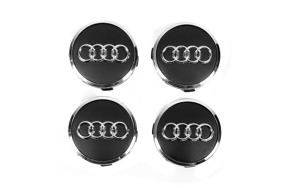 Audi Vanteen keskiökapselit 57/61 mm, renkaalla (4 kpl, mustat) Image