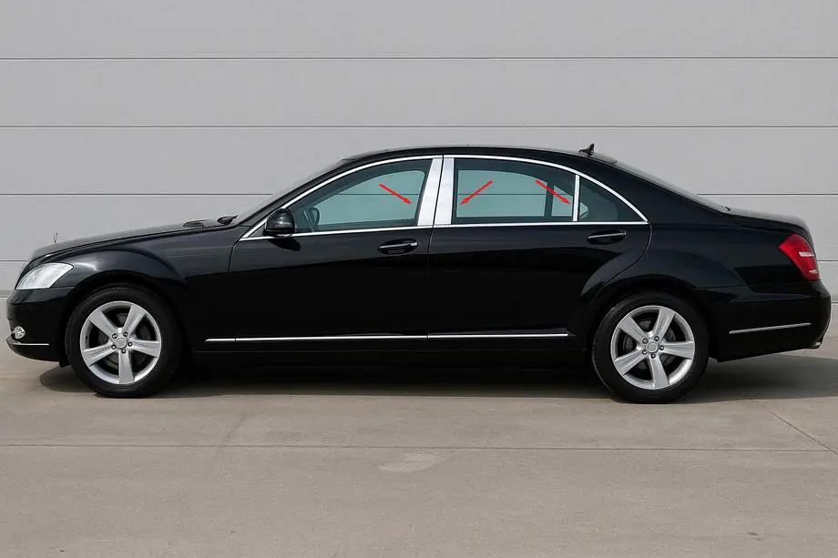 Mercedes S-class W221 2005–2013 Ovipilarien koristelistat (6 kpl, ruostumaton teräs) Image