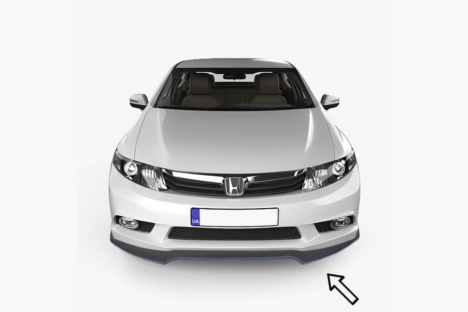 Honda Civic Sedan X 2016–2021 ESA etupuskurin lip-spoileri (musta) Kuva 1